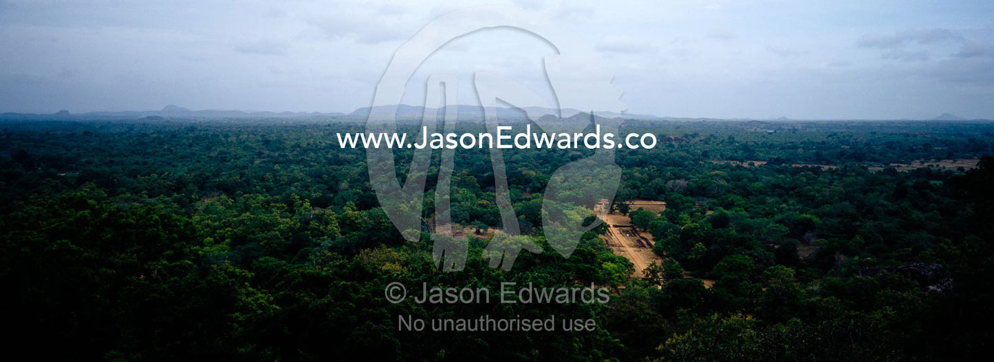An aerial view of the Royal Gardens surrounding the Sigiriya Fortress Sigiriya Lion Rock Fortress, Sri Lanka.