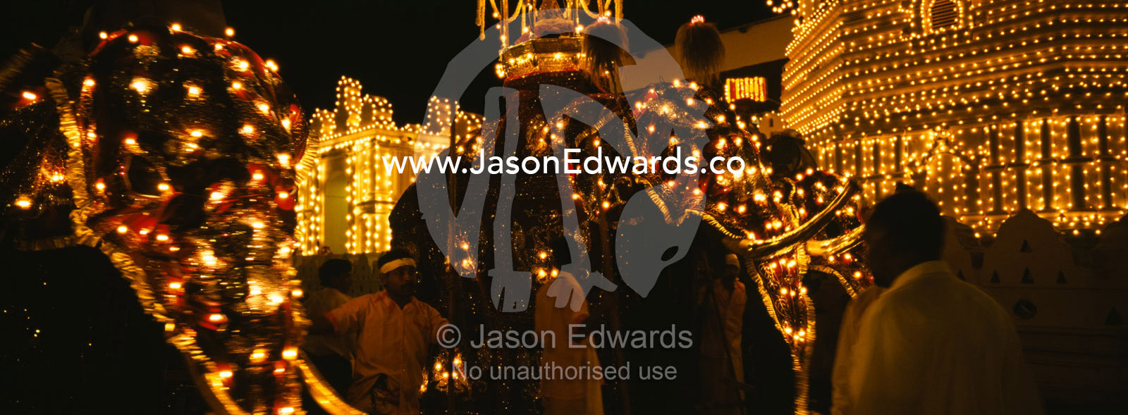 The Maligawa Tusker and the Holy Relic at the Esala Perahera festival. Kandy, Sri Lanka.