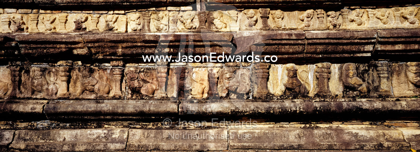 Asiatic Lions carved into the frieze of the Polonnaruwa Audience Hall. Polonnaruwa Ancient City, Sri Lanka.