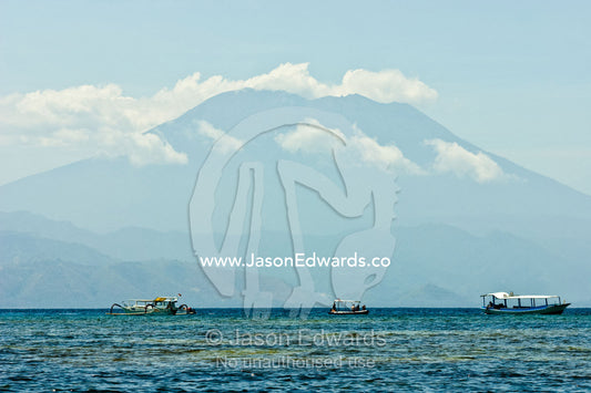 The cone of the stratovolcano Gunung Agung the highest point in Bali. Gunung Agung, Bali, Indonesia.