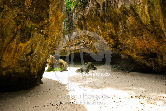 The famed cave at Uluwatu is the only way in or out of the surf mecca. Uluwatu, Bukit Peninsula, Bali, Indonesia.