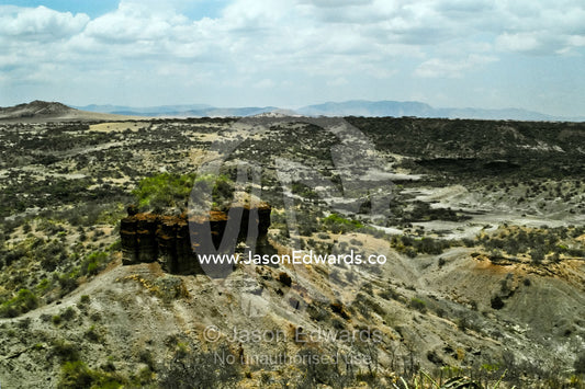 The arid terrain of Olduvai Gorge is known as The Cradle of Mankind. Olduvai Gorge, Tanzania.