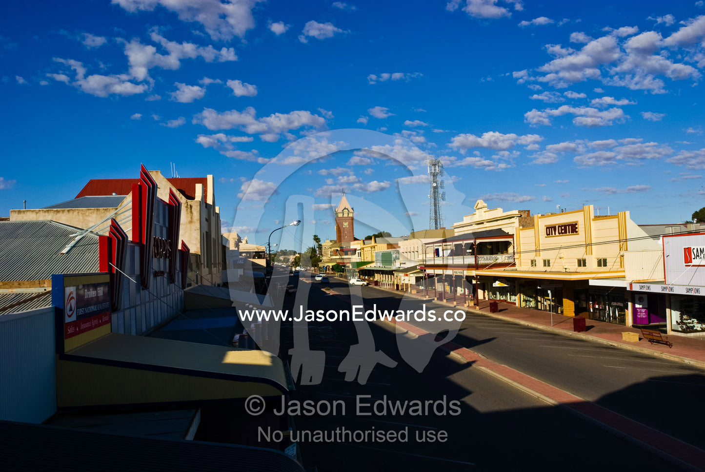 The quiet main street of Broken Hill, an outback mining town. Broken Hill, New South Wales, Australia.
