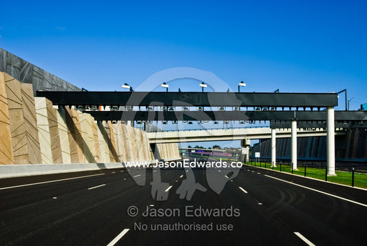 Electronic sensors collect data and tolls from passing vehicles. Eastern and Southeastern Suburbs, Melbourne, Victoria, Australia.