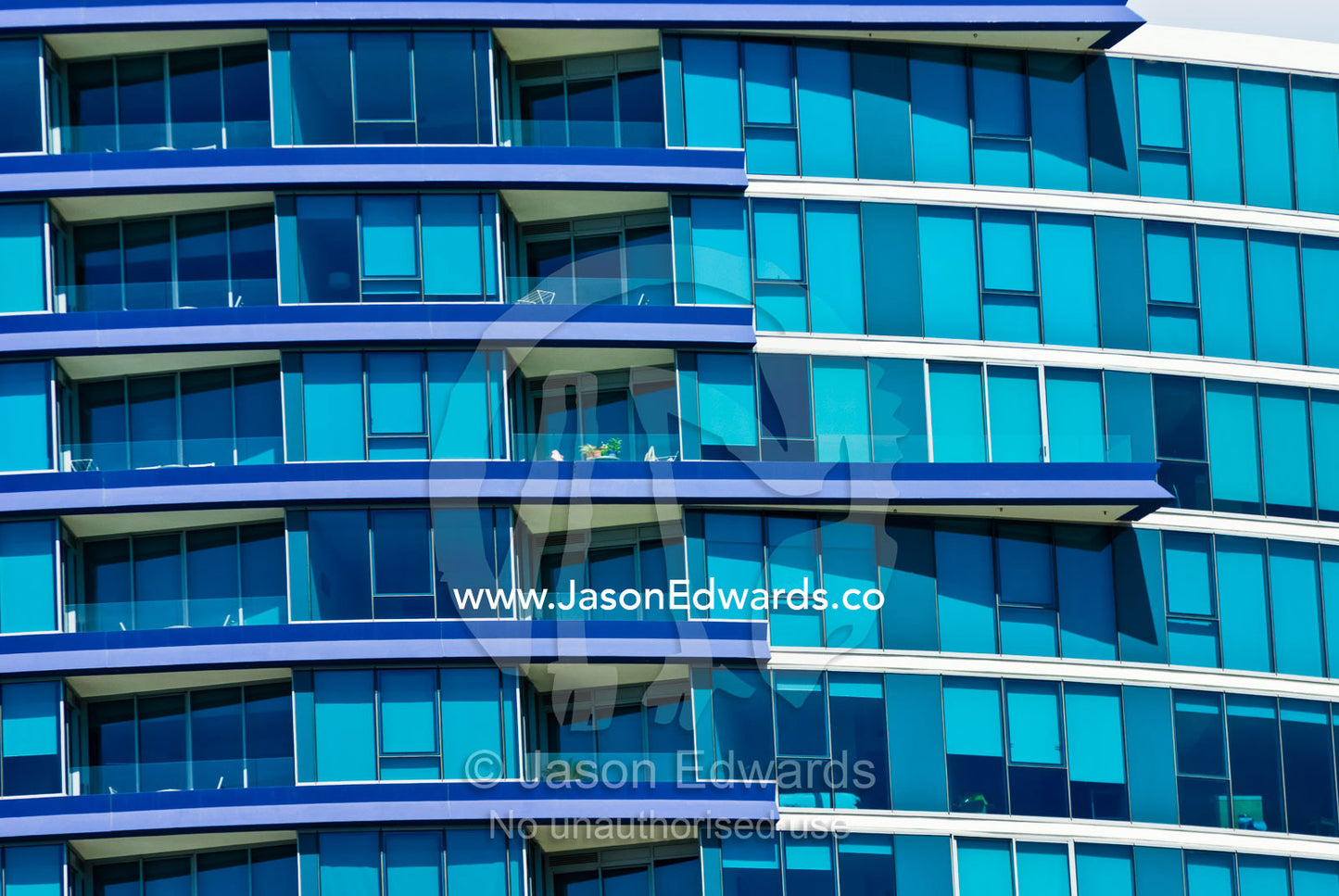 Balconies and windows of waterfront residential apartments by the city Docklands, Melbourne, Victoria, Australia