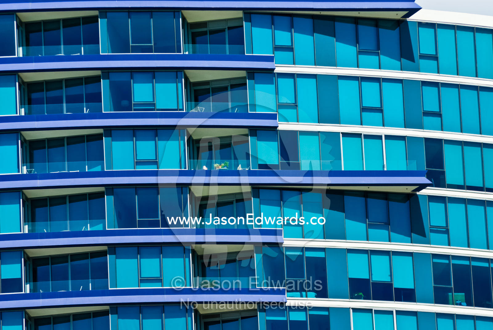 Balconies and windows of waterfront residential apartments by the city Docklands, Melbourne, Victoria, Australia