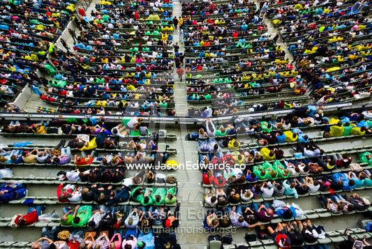 Crowds gather for a music festival to raise funds for bushfire relief. The MCG, Melbourne Cricket Ground, Melbourne, Victoria, Australia.