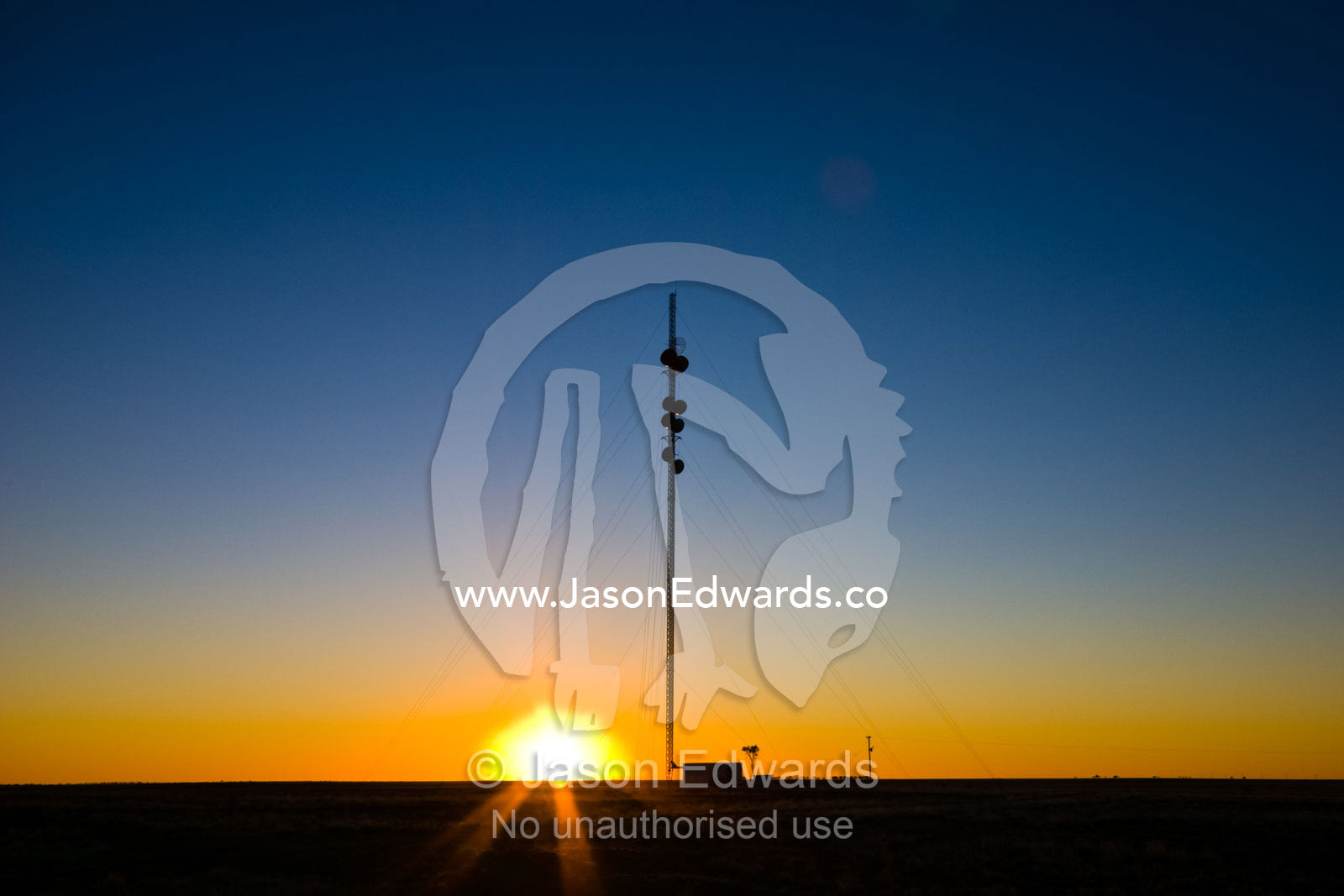 Remote radio and satellite antenna station on an Outback desert plain. Longreach, Queensland, Australia