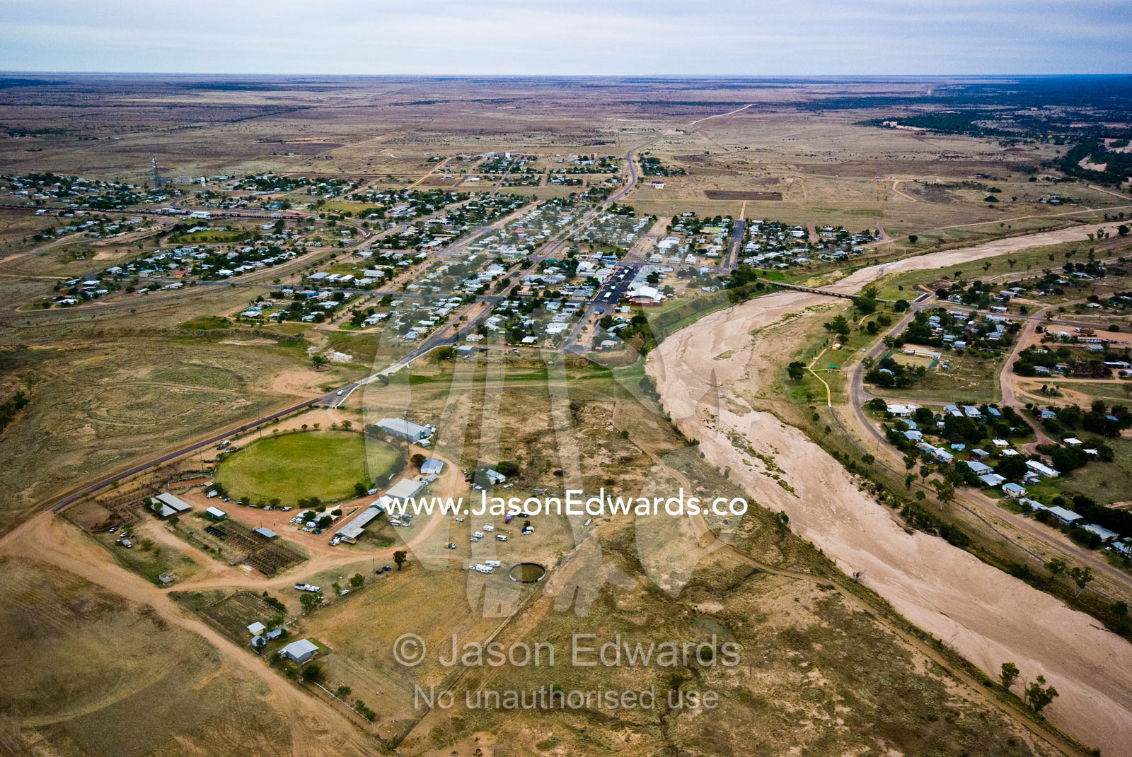 The remote outback town of Hughenden rests beside the Flinders River. Hughenden, Queensland, Australia