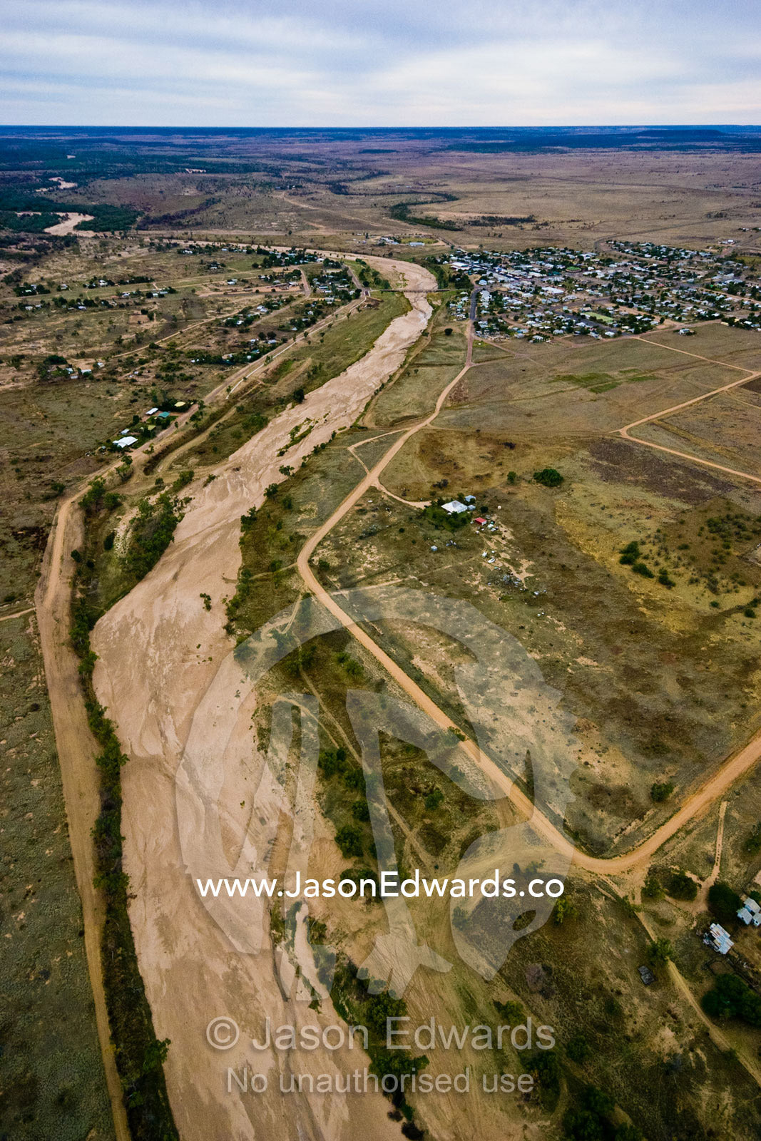The remote outback town of Hughenden rests beside the Flinders River. Hughenden, Queensland, Australia
