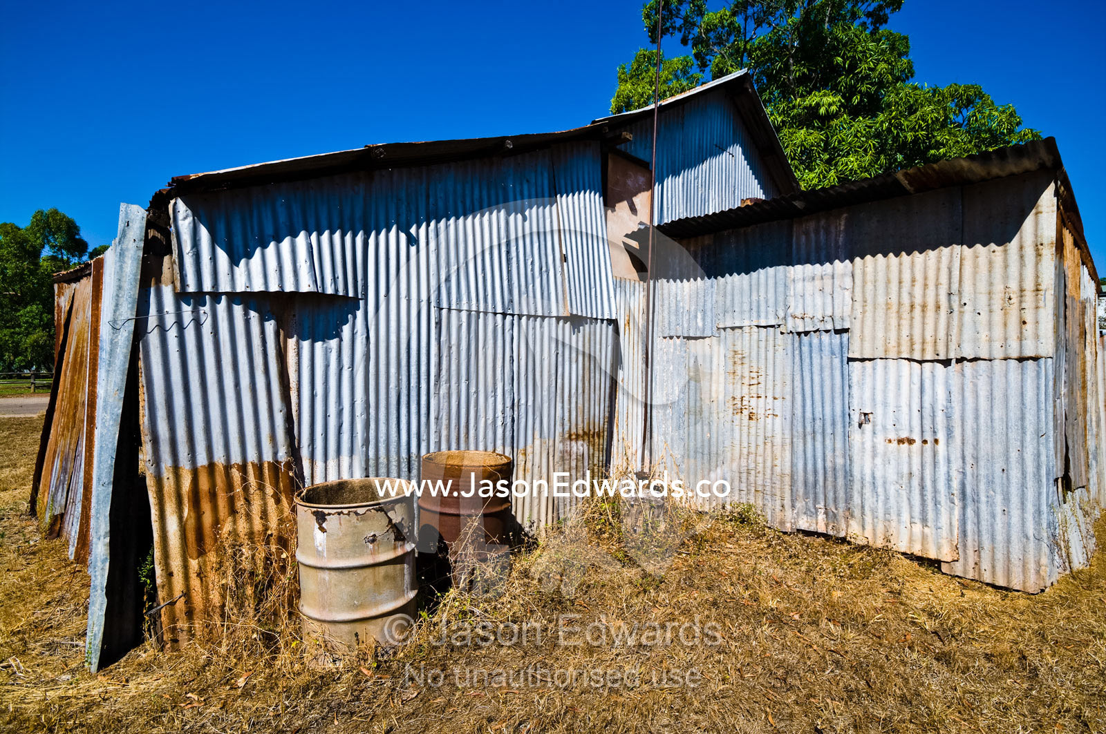An rugged antique Top End bakery made of corrugated galvanised iron. Pine Creek, Northern Territory, Australia