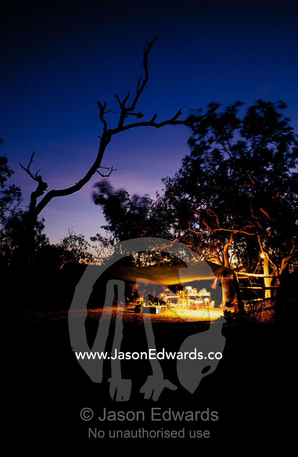 A remote research team campsite in the Top End outback wilderness. Limmen National Park, Gulf of Carpentaria, Northern Territory, Australia