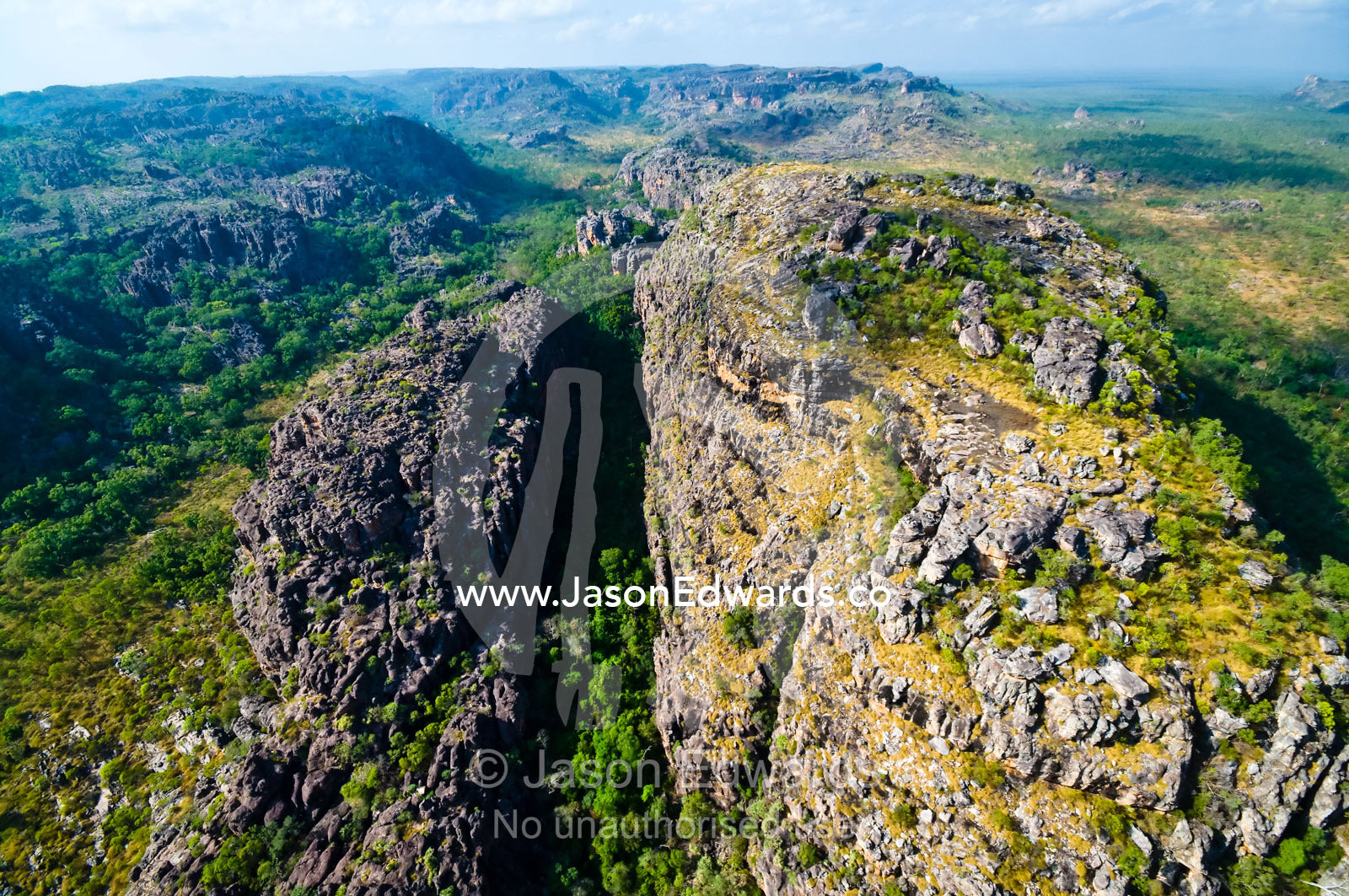 Tropical Monsoon Rainforest in deep sandstone gorges below a plateau. Arnhem Land Border, Kakadu National Park, Northern Territory, Australia.