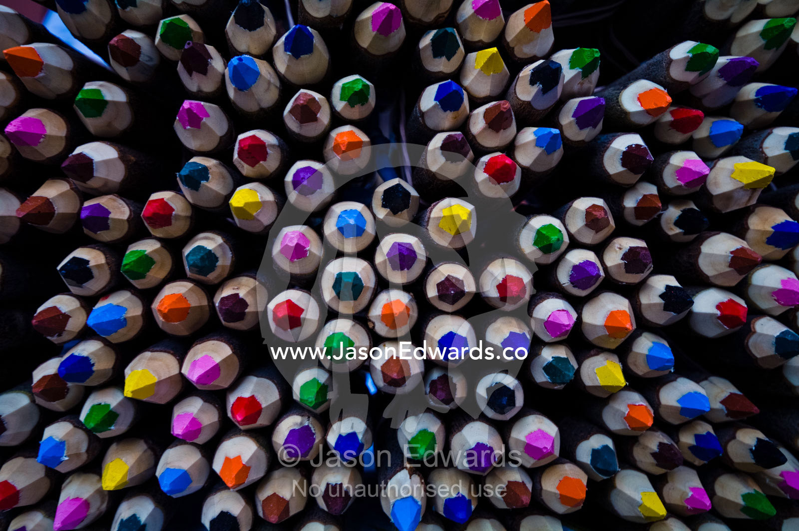 A cluster of sharpened coloured pencils for sale in a street market. Calle Defensa, San Telmo, Buenos Aires, Argentina.