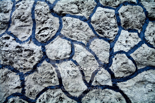 A cement wall painted like rocks at St Joseph's Cathedral Church. Port of Refuge, Neiafu, Vava'u Island Group, Pacific Ocean, Oceania, Kingdom of Tonga.