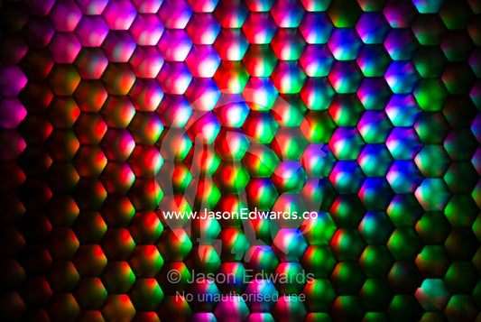 A mosaic of prism colours in the pixels of an electronic SmartSlab. University of Technology Sydney, Ultimo, Sydney, New South Wales, Australia.