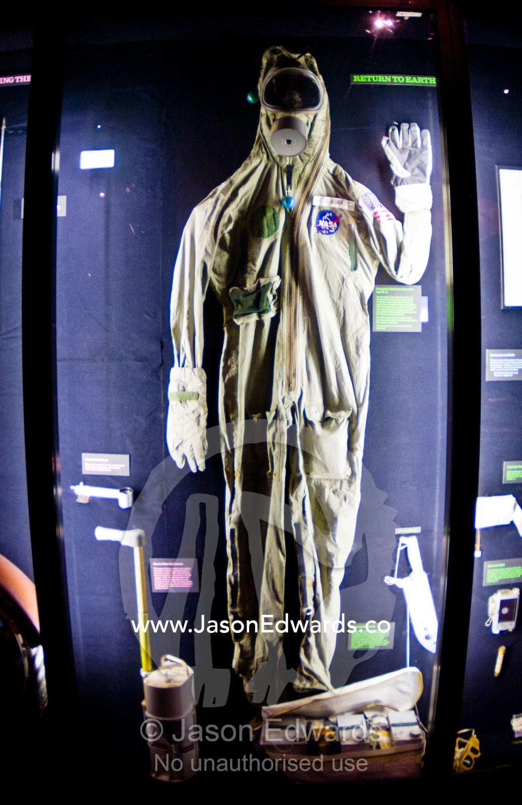 Astronaut Buzz Aldrin's Apollo 11 Biological Transition Garment. National Air and Space Museum, Smithsonian Institution, Washington, District of Columbia, United States of America.