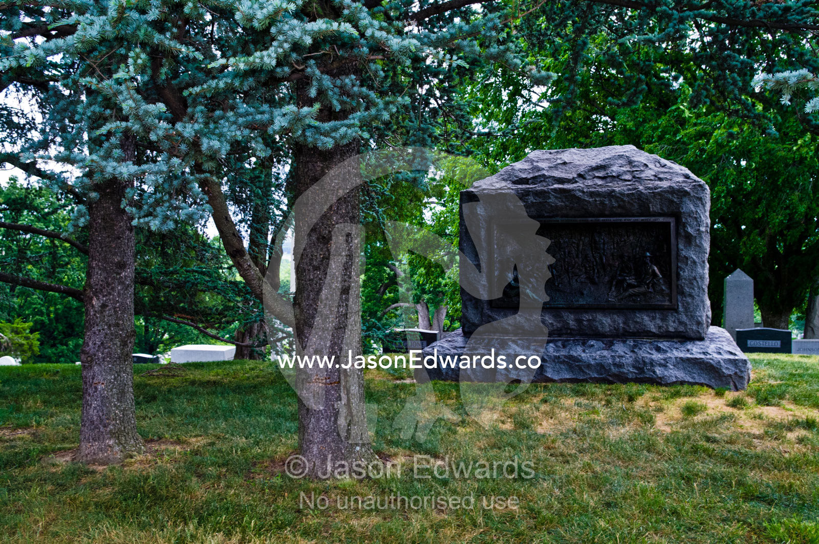 Tombstone of Major General George Crook and the capture of Geronimo. Arlington National Cemetery, Arlington, Virginia, United States of America.