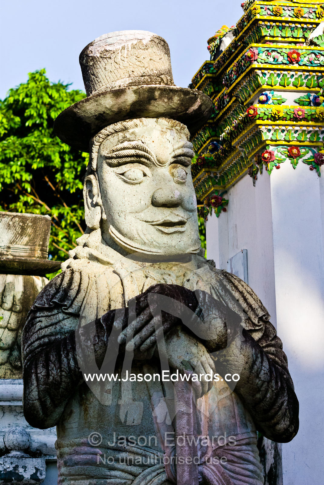 Detail of a statue used as ballast in a Chinese merchant ship. Wat Pho, Temple of the Reclining Buddha, Wat Chetuphon, Phra Nakhon District, Rattanakosin District, Bangkok, Thailand.