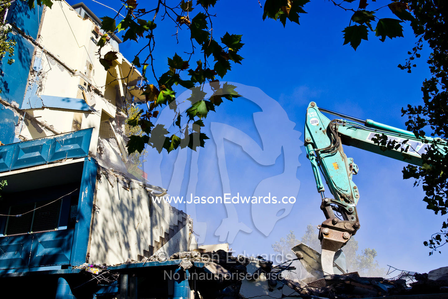 Demolition of a low rise apartment complex for low income tenants. Carlton North, Melbourne, Victoria, Australia.