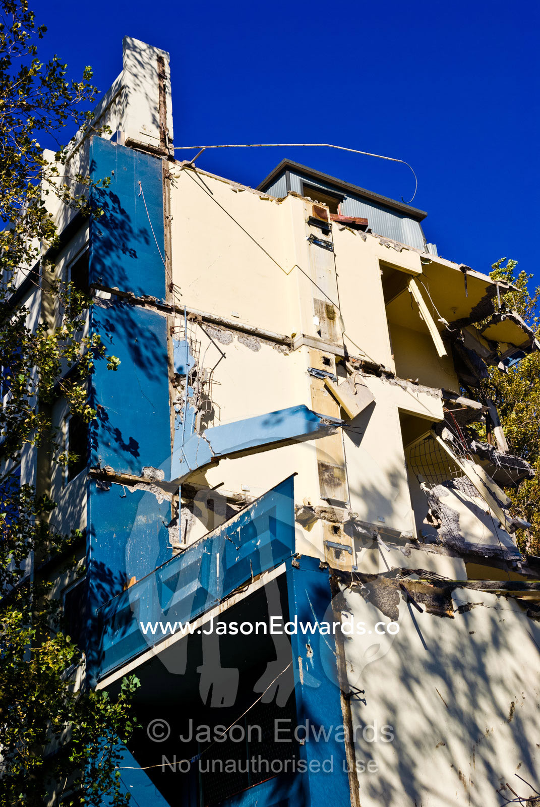 Demolition of a low rise apartment complex for low income tenants. Carlton North, Melbourne, Victoria, Australia.