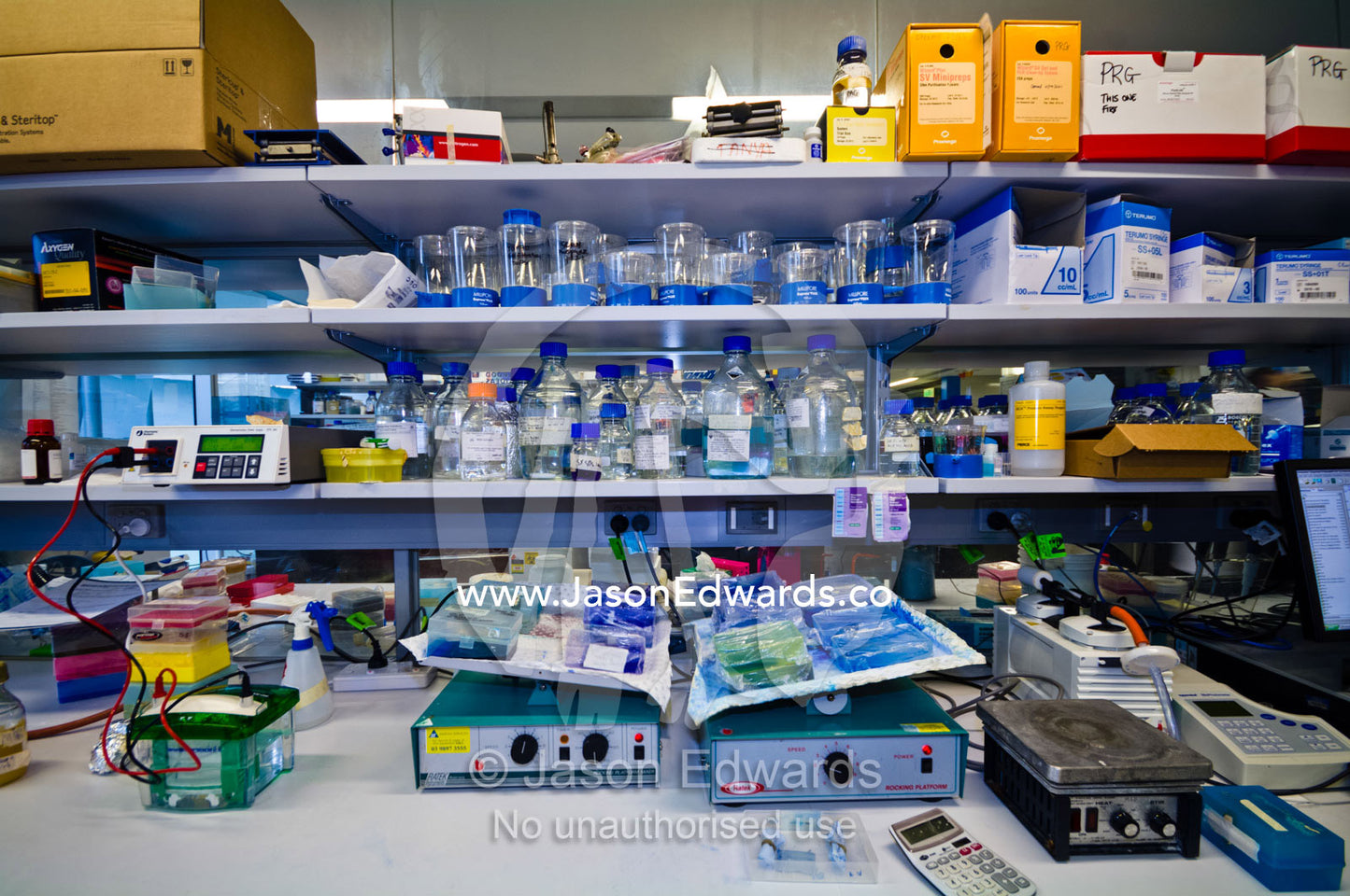 A research laboratory for a biochemist and molecular biologist. Bio21 Molecular Science and Biotechnology Institute, University of Melbourne, Parkville, Melbourne, Victoria, Australia.