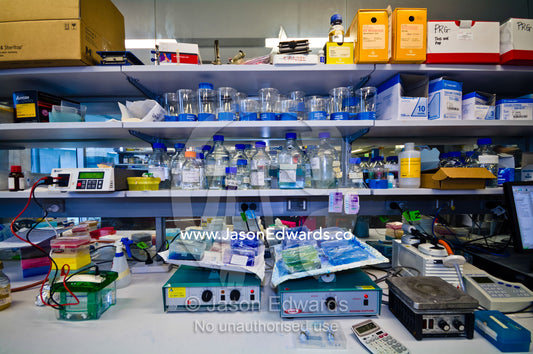 A research laboratory for a biochemist and molecular biologist. Bio21 Molecular Science and Biotechnology Institute, University of Melbourne, Parkville, Melbourne, Victoria, Australia.
