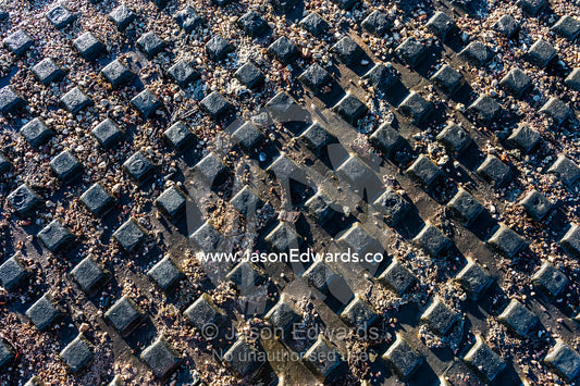 Corrugated steel ramps for loading boats into the ocean. Exmouth, Ningaloo Reef, Western Australia, Australia.