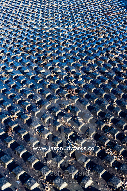 Corrugated steel ramps for loading boats into the ocean. Exmouth, Ningaloo Reef, Western Australia, Australia.