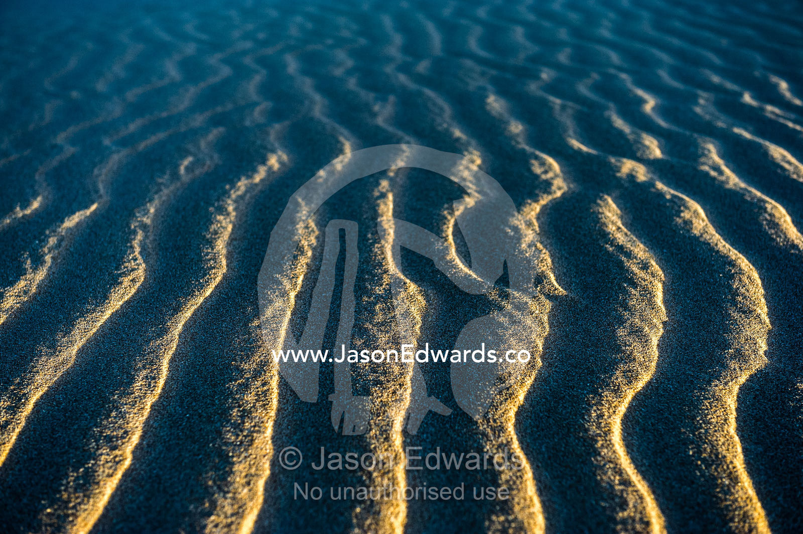 Late afternoon sun rays over windblown ripples on a coastal sand dune. Cape Range National Park, Exmouth, Ningaloo Reef, Western Australia, Australia.