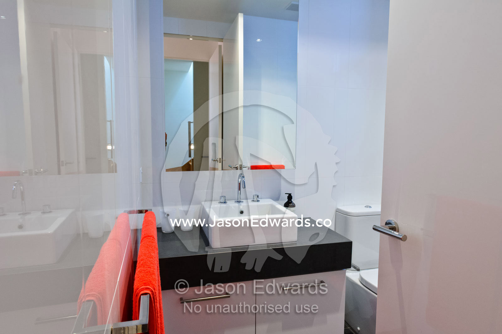 An bathroom in an inner city warehouse converted into a townhouse. North Melbourne, Melbourne, Victoria, Australia.