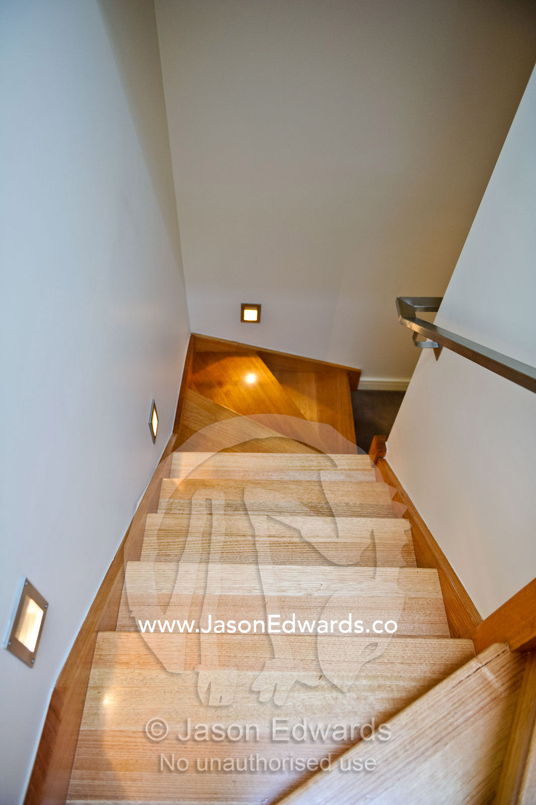 Looking down a stairwell in an inner city warehouse apartment. North Melbourne, Melbourne, Victoria, Australia.