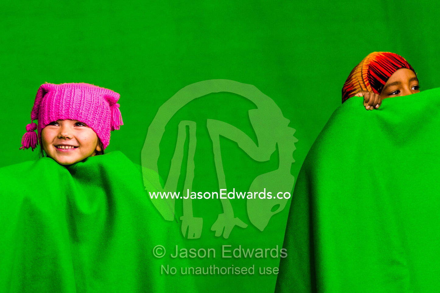 School children performing in front of a green screen at a studio. Victoria, Melbourne, Australia.