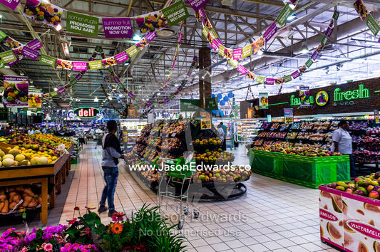 Fresh fruit and vegetables for sale in a shopping mall supermarket. Menlyn Park, Pretoria, Menlyn Mall, Pretoria, Gauteng Province, South Africa.