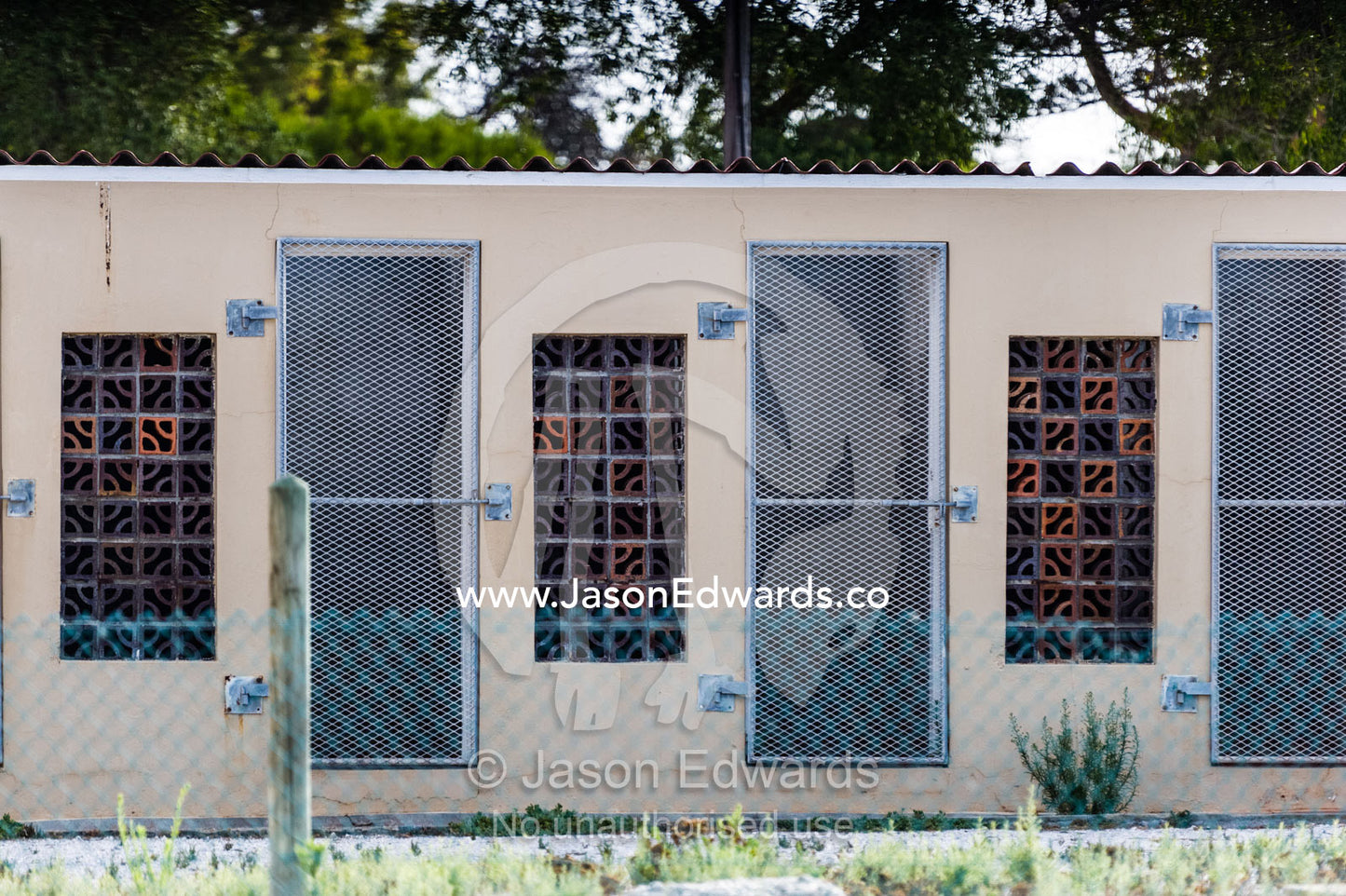 Abandoned political prisoner convict cells on Robben Island prison. Robben Island, Cape Town, Bloubergstrand, Table Bay, Western Cape, South Africa.