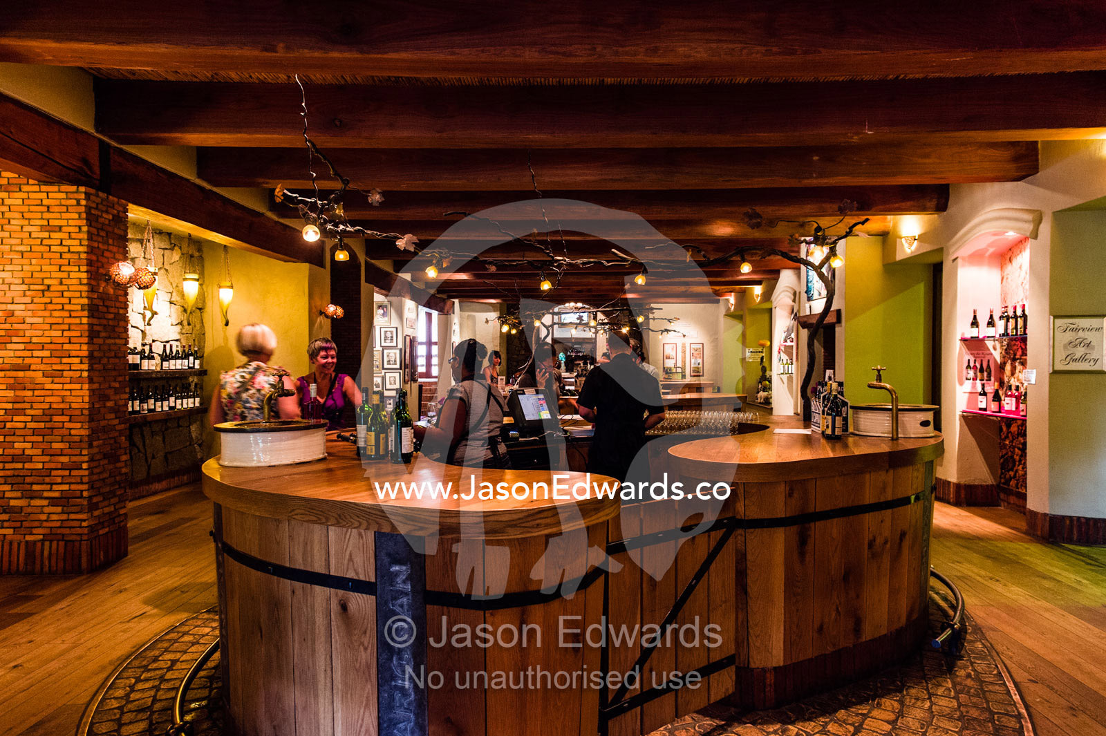 A vineyard cellar door where guests can purchase bottles of wine. Fairview Wine Estate, Stellenbosch, Western Cape, South Africa.