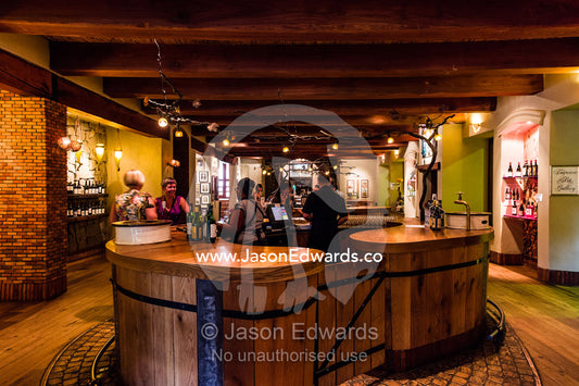 A vineyard cellar door where guests can purchase bottles of wine. Fairview Wine Estate, Stellenbosch, Western Cape, South Africa.