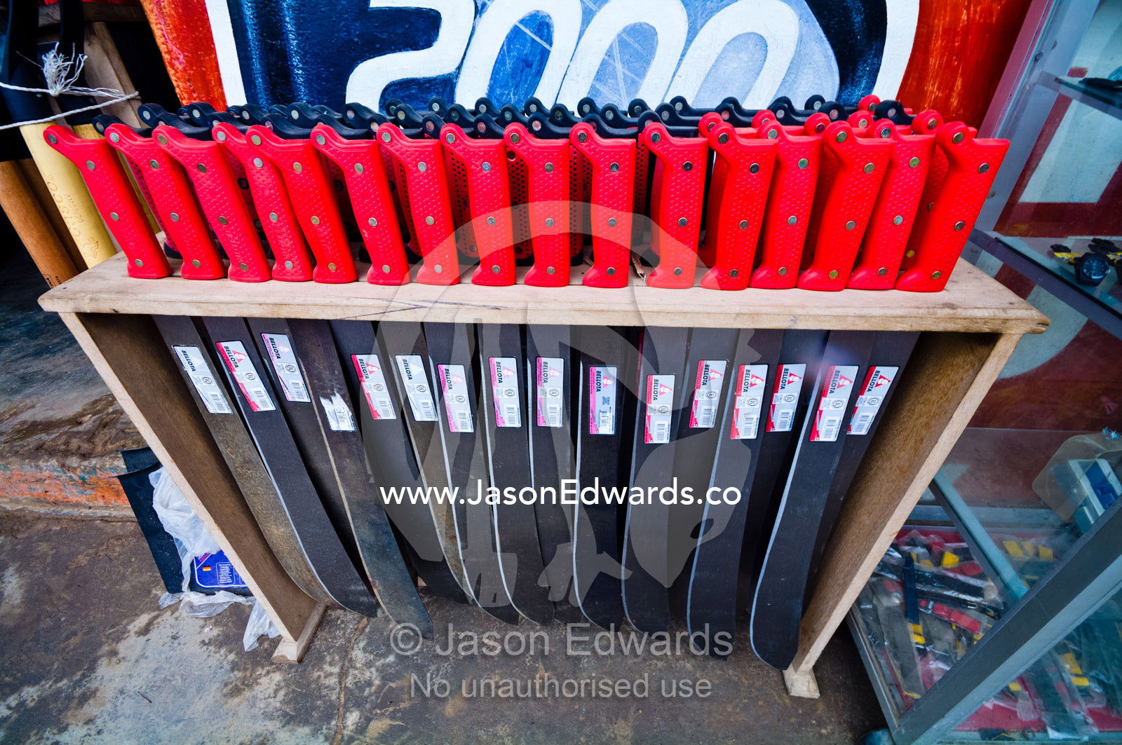 Machette's for sale in river town in the Amazon Basin Nauta, Maranon River, Rio Maranon, Loreto Region, Maynas Province, Amazon Basin, Peru.