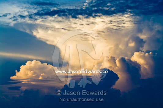 A menacing thunderhead storm forms over a tropical rainforest canopy after sunset. Pacaya-Samiria Reserve, Reserva Nacional Pacaya - Samiria, Maranon River, Rio Maranon, Loreto Region, Maynas Province, Amazon Basin, Peru.