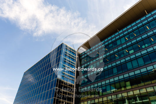 The glass and steel facade of a government corporate office building. Canberra, ACT, Australian Capital Territory, Australia.