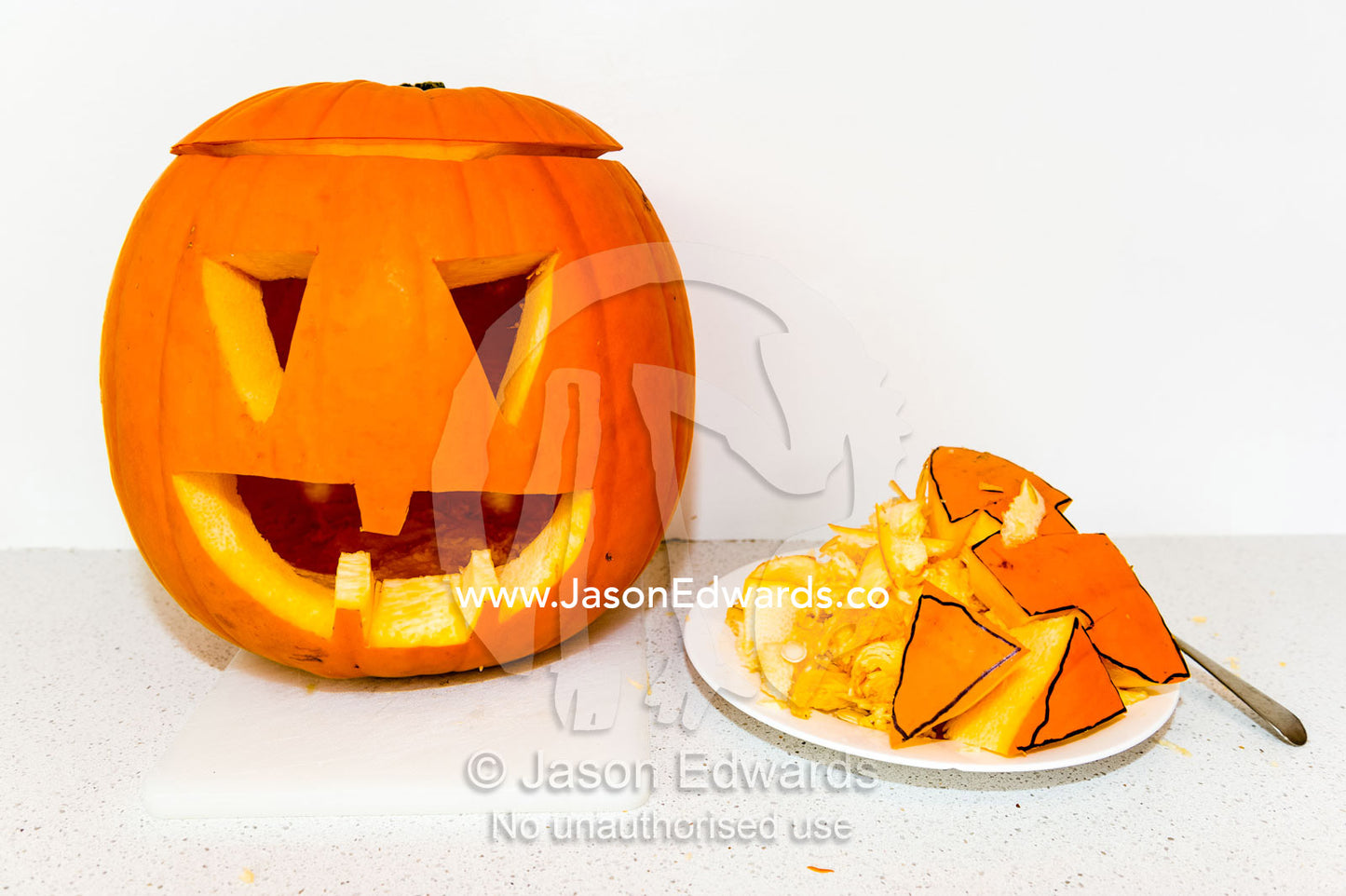 A freshly carved a jack-o'-lantern pumpkin for halloween celebrations. Carlton North, Melbourne, Victoria, Australia.