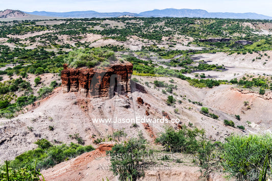 An arid gorge where the ancient remains of human ancestors have been found during archaeological excavations. Olduvai Gorge, Ngorongoro Conservation Area, Serengeti Plains, Arusha District, Tanzania.