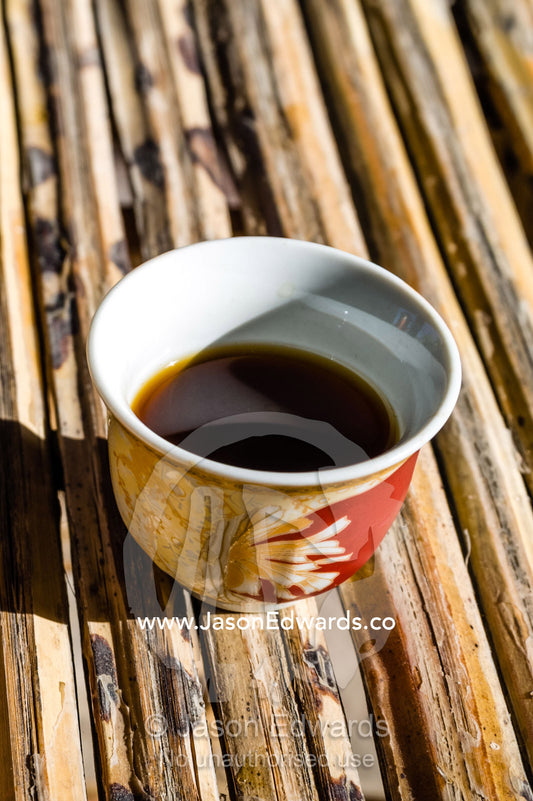 Traditional coffee, gahwa, is a hospitality ritual involving handleless cups. Misfat Al Abryeen, Al Hajar Mountains, Al Hamra, Ad Dakhiliyah Region, Sultanate of Oman.