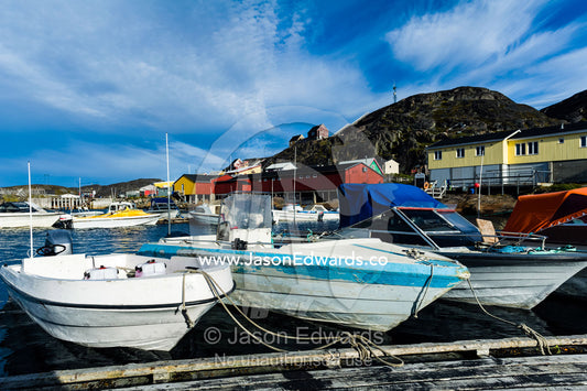 Fishing and recreational boats moored in a fishing town port. Kangaamiut, Gammel Sukkertoppen, Qeqqata Municipality, Greenland.