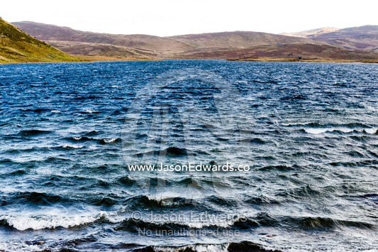 Waves on the windswept surface of an alpine lake. Isunngua Highland, Kangerlussuaq, Qeqqata Municipality, Greenland.