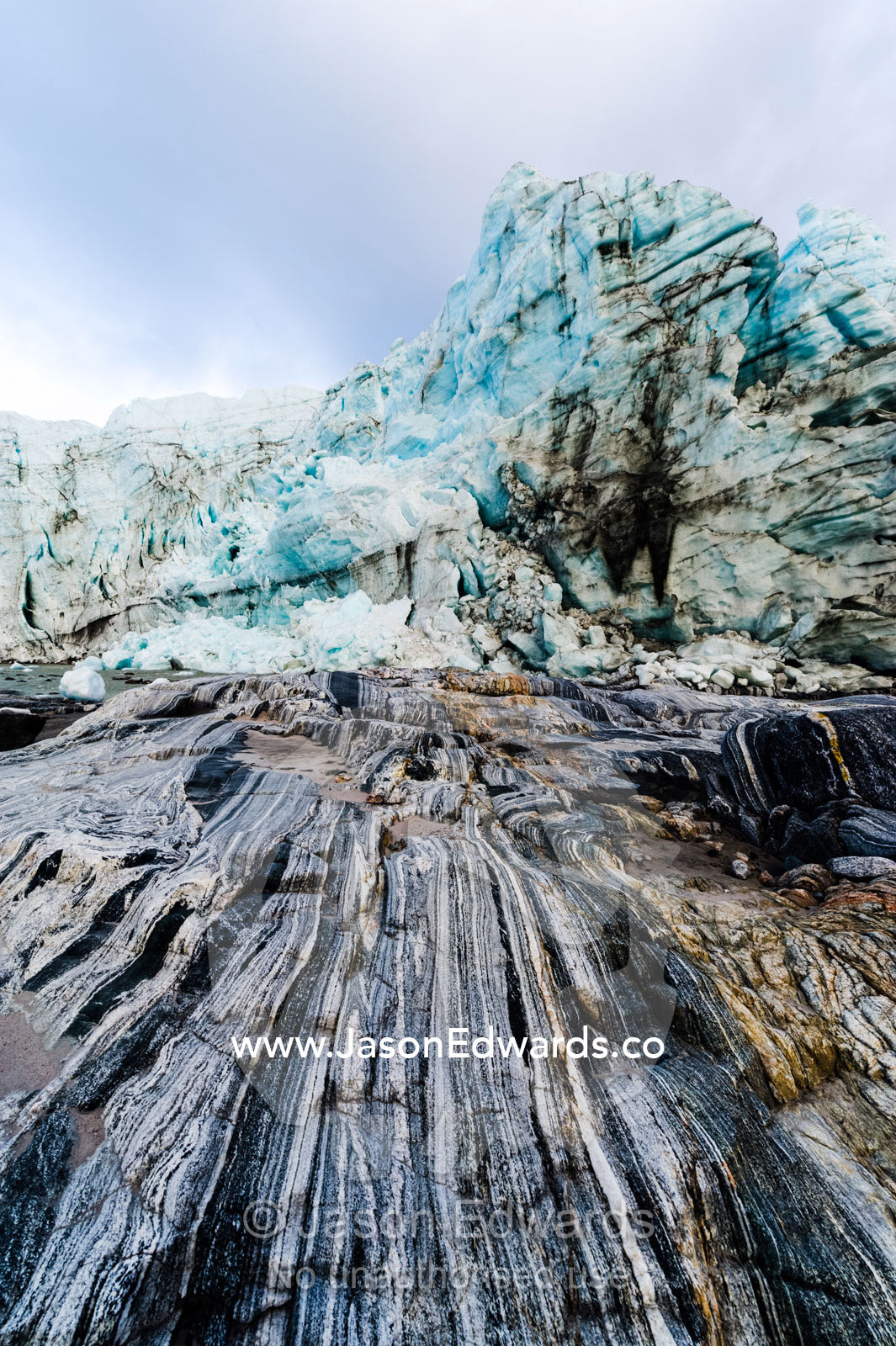 Striations carved into the bedrock by ice erosion as a glacier receded. Russell Glacier, Greenland Ice Sheet, Qeqqata Municipality, Kangerlussuaq, Greenland.
