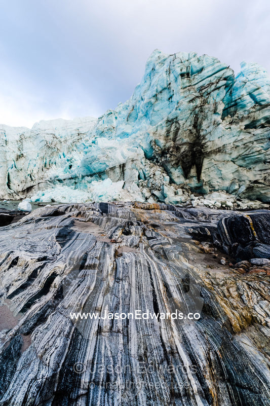 Striations carved into the bedrock by ice erosion as a glacier receded. Russell Glacier, Greenland Ice Sheet, Qeqqata Municipality, Kangerlussuaq, Greenland.
