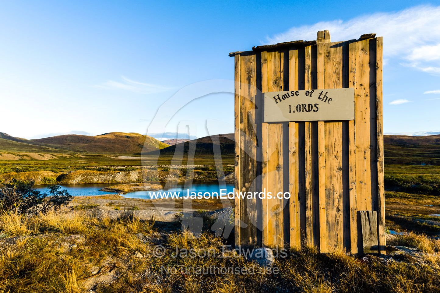 The outhouse toilet of a sand golf course in an arctic valley. Kangerlussuaq, Qeqqata Municipality, Greenland.
