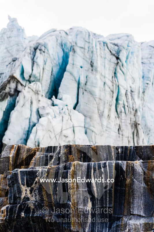 Striations carved into the bedrock by ice erosion as a glacier receded. Russell Glacier, Greenland Ice Sheet, Qeqqata Municipality, Kangerlussuaq, Greenland.
