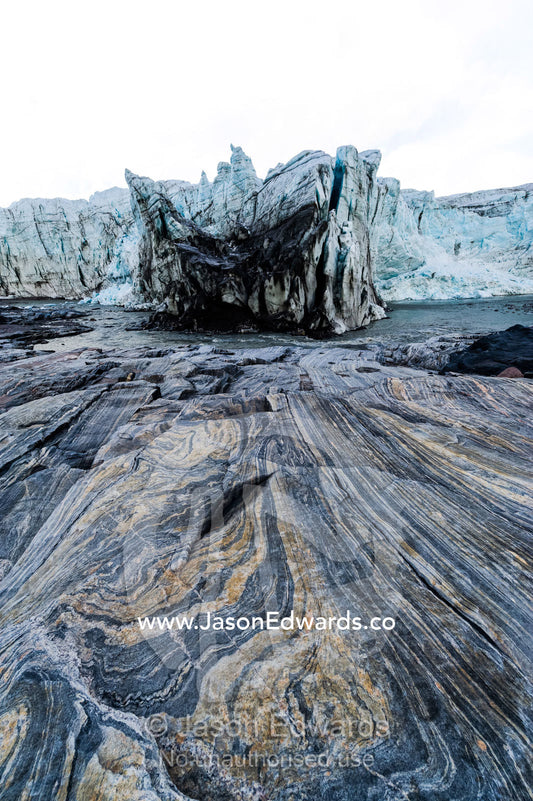 Striations carved into the bedrock by ice erosion as a glacier receded. Russell Glacier, Greenland Ice Sheet, Qeqqata Municipality, Kangerlussuaq, Greenland.